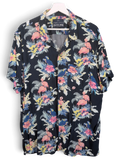 JAKE & IPI Angelo Litrico black short-sleeve Hawaiian shirt with pink flamingo and tropical floral print