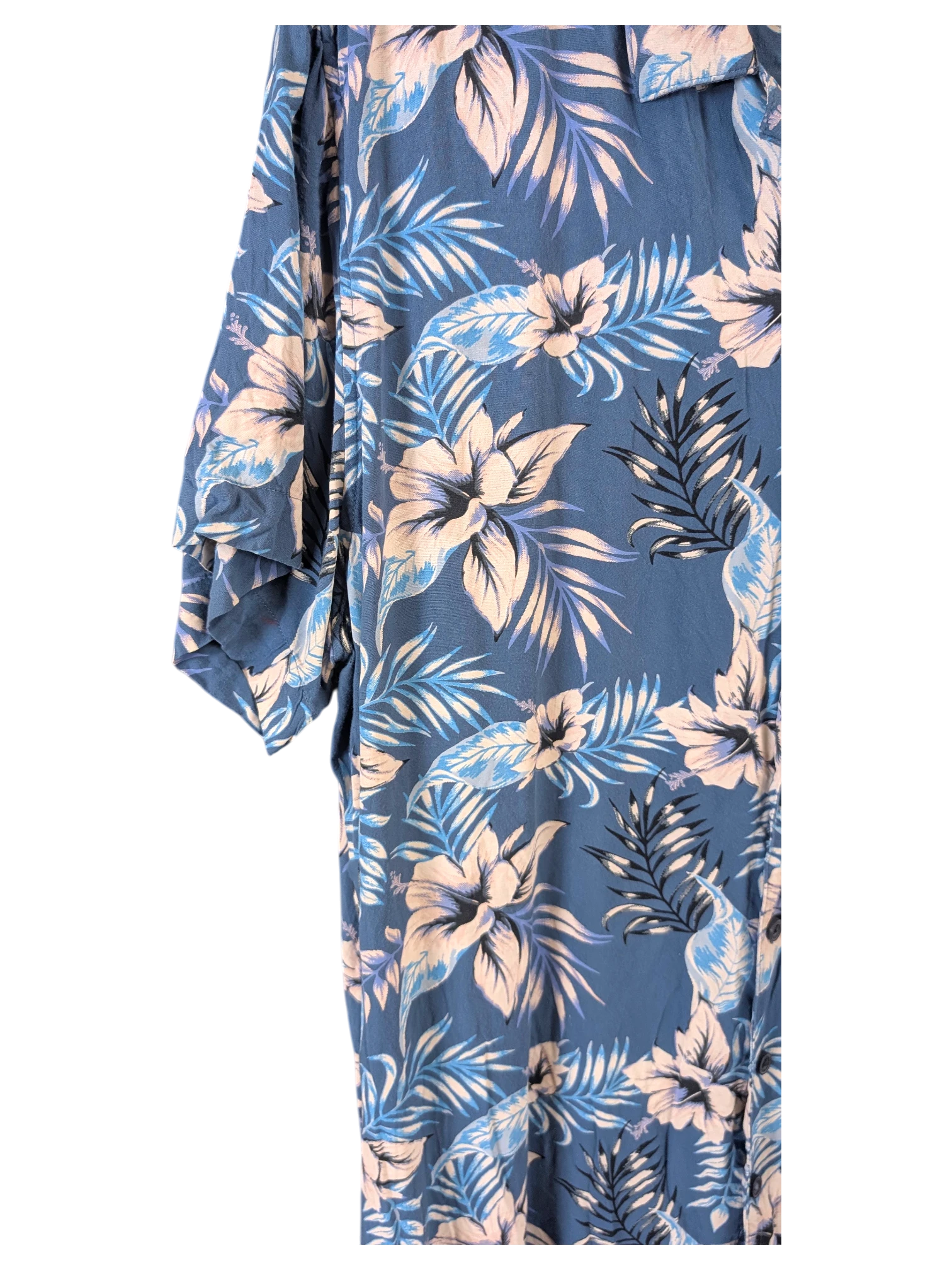 JAKE & IPI Angelo Litrico blue Hawaiian shirt with light pink floral and tropical leaf print pattern