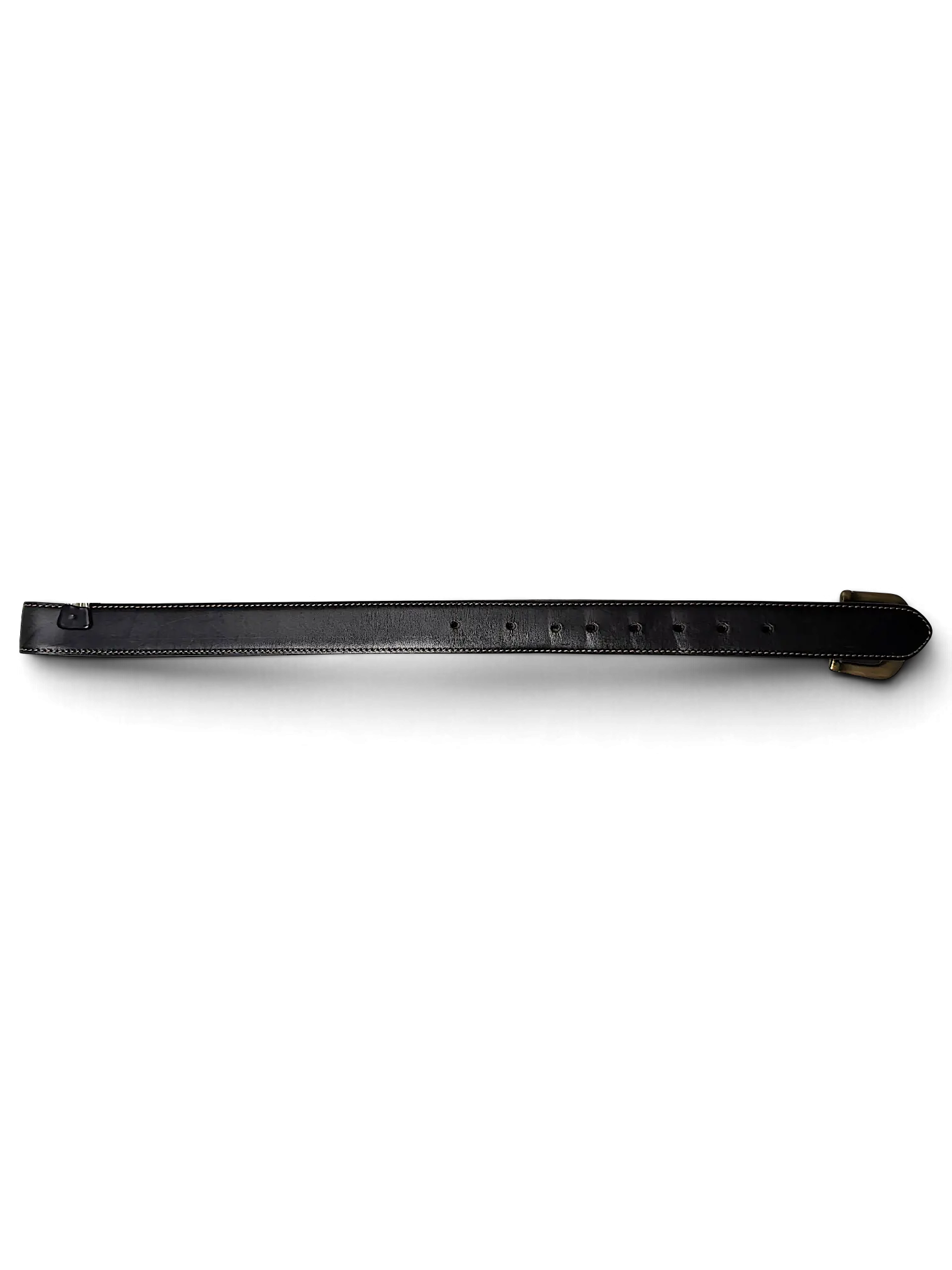 JAKE & IPI Angelo Litrico brown leather belt with a metal buckle and hanging clip on a plain white background