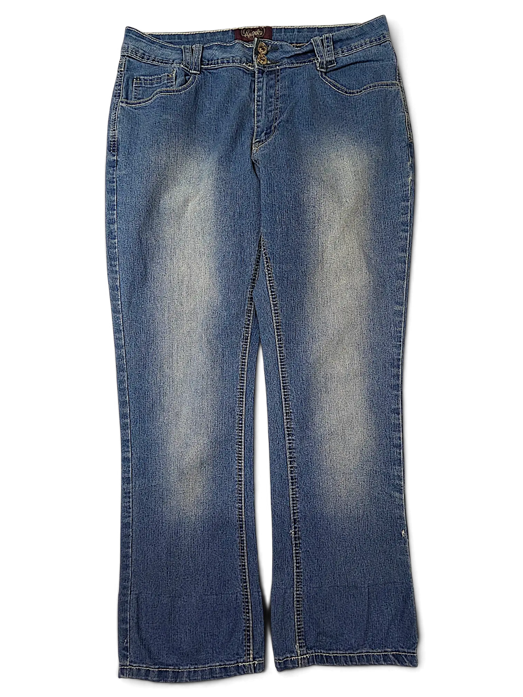 JAKE & IPI Angels Y2K blue denim jeans with a faded wash and classic five-pocket design