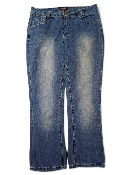 JAKE & IPI Angels Y2K blue denim jeans with a faded wash and classic five-pocket design