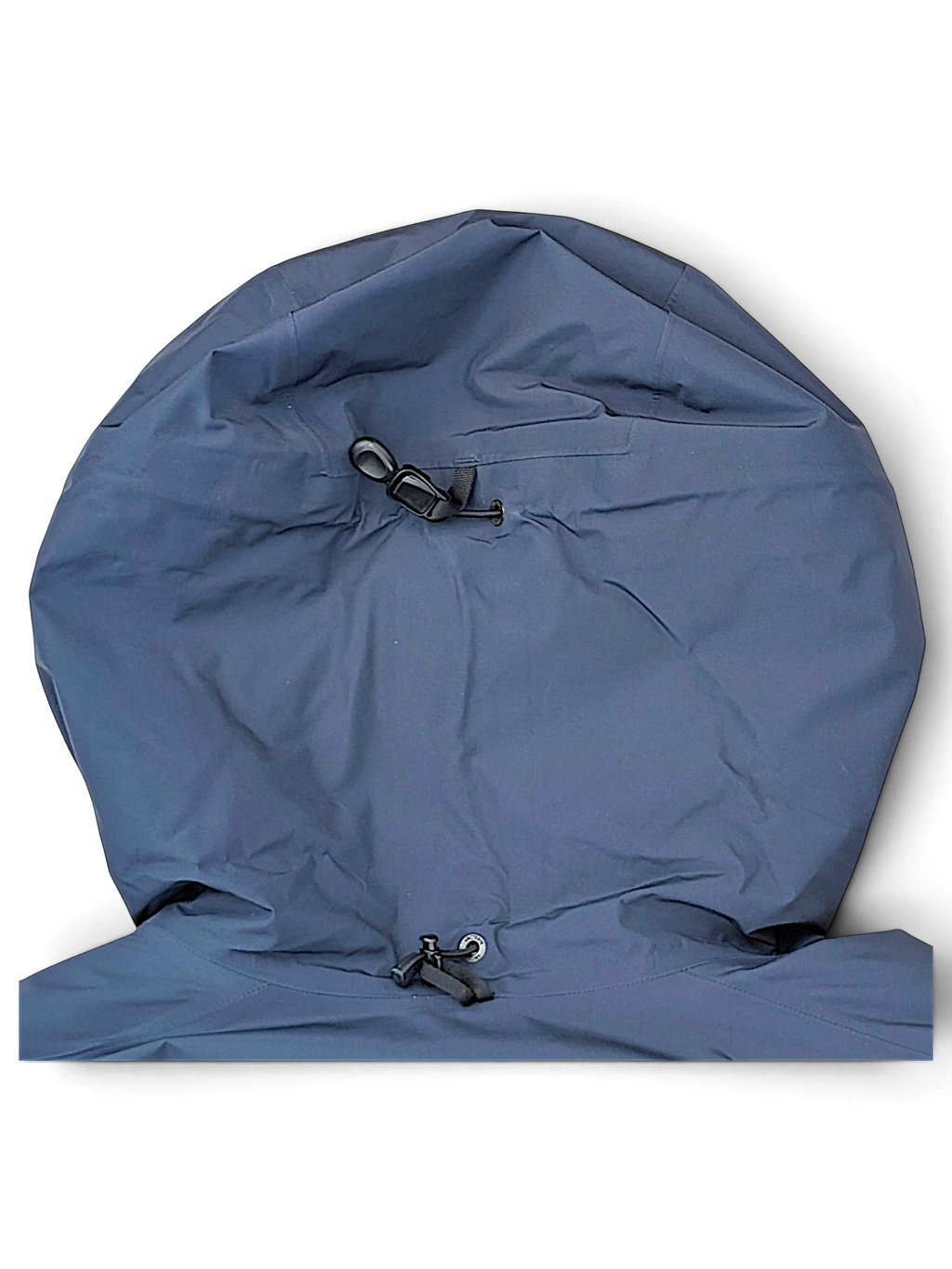 Adjustable hood and drawcords on dark blue Arc'teryx Beta Insulated Jacket