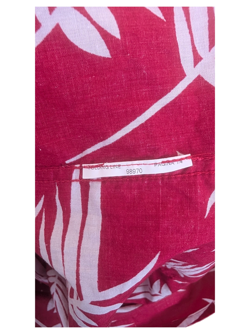 JAKE & IPI Armani Jeans Hawaiian shirt featuring a vibrant red fabric with a white tropical leaf print pattern.