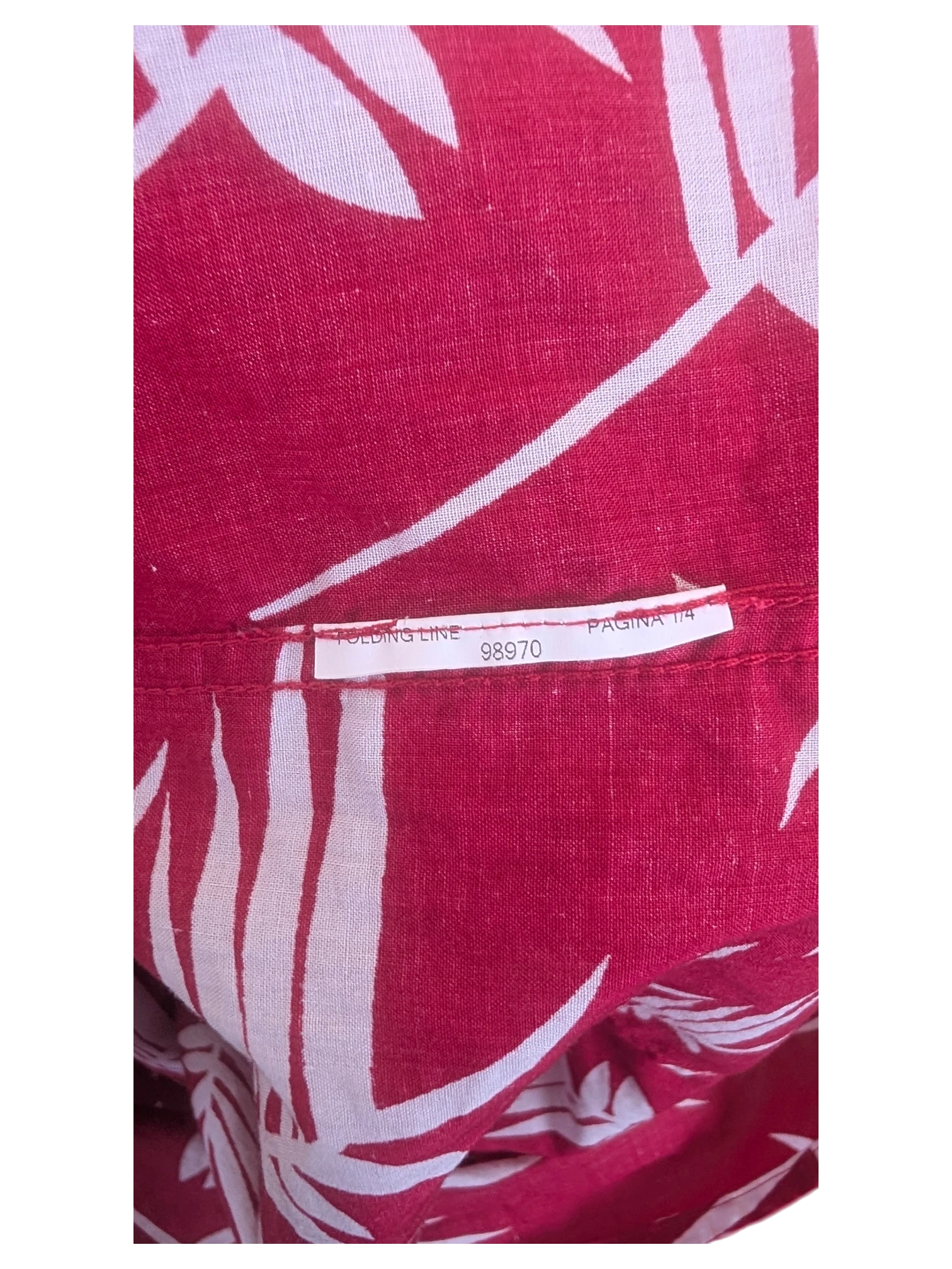 JAKE & IPI Armani Jeans Hawaiian shirt featuring a vibrant red fabric with a white tropical leaf print pattern.