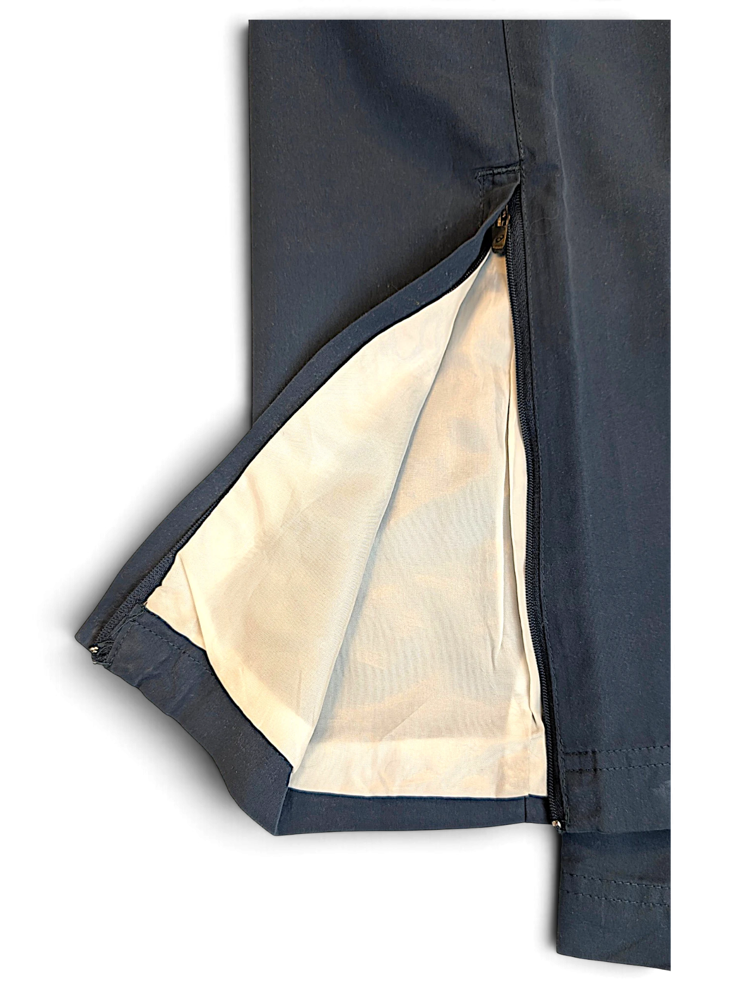 JAKE & IPI ASICS light blue track pants featuring a zippered leg opening with white lining detail