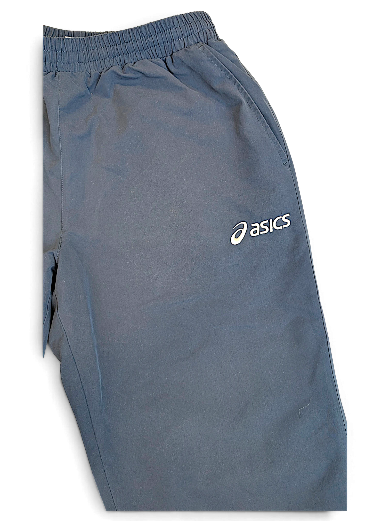JAKE & IPI pre-owned ASICS light blue track pants with elastic waistband and white logo detail