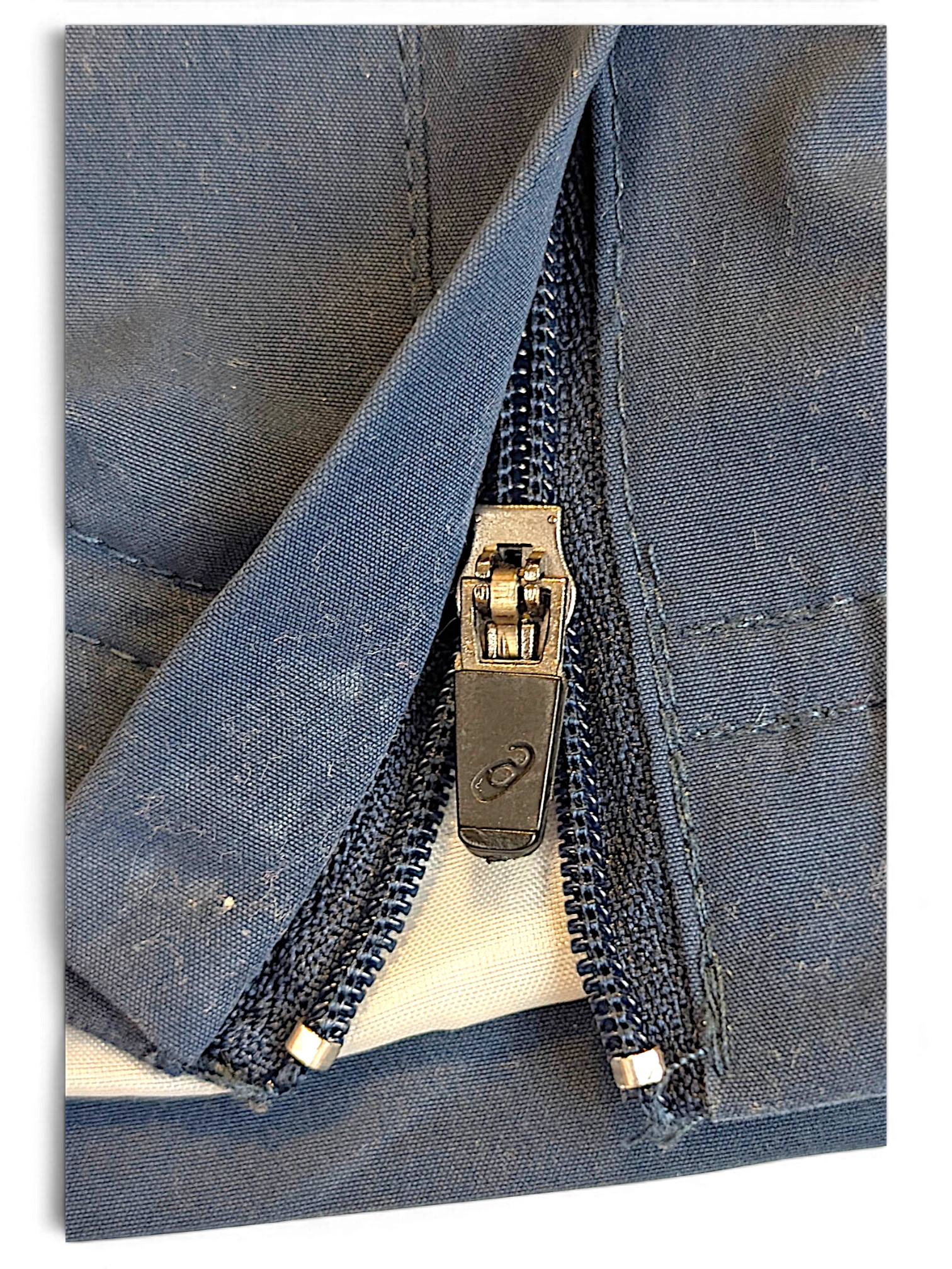 JAKE & IPI ASICS light blue track pants zipper detail with branded pull tab