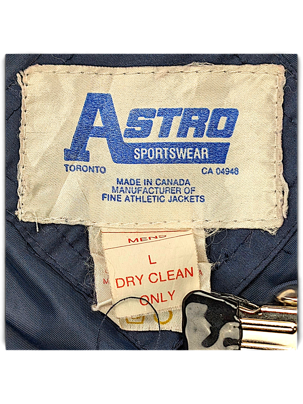 Astro Sportswear ABEX Blue Padded Jacket – L; detail view showing fabric, construction, label or condition (image 4 of 5).