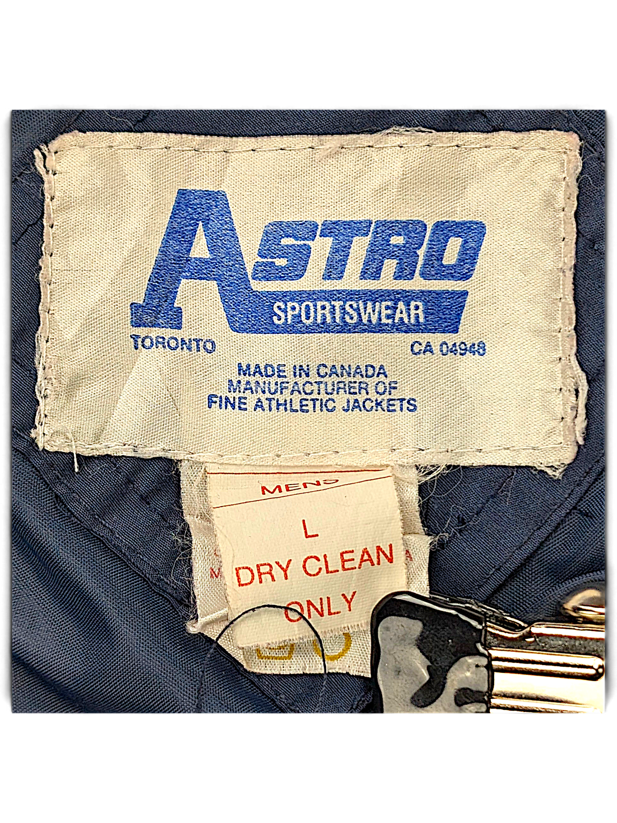 Astro Sportswear ABEX Blue Padded Jacket – L; detail view showing fabric, construction, label or condition (image 4 of 5).