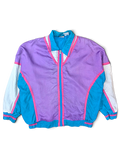 Athletic Works Purple and Teal Colourblock Windbreaker; Front view of the purple, teal and white windbreaker.
