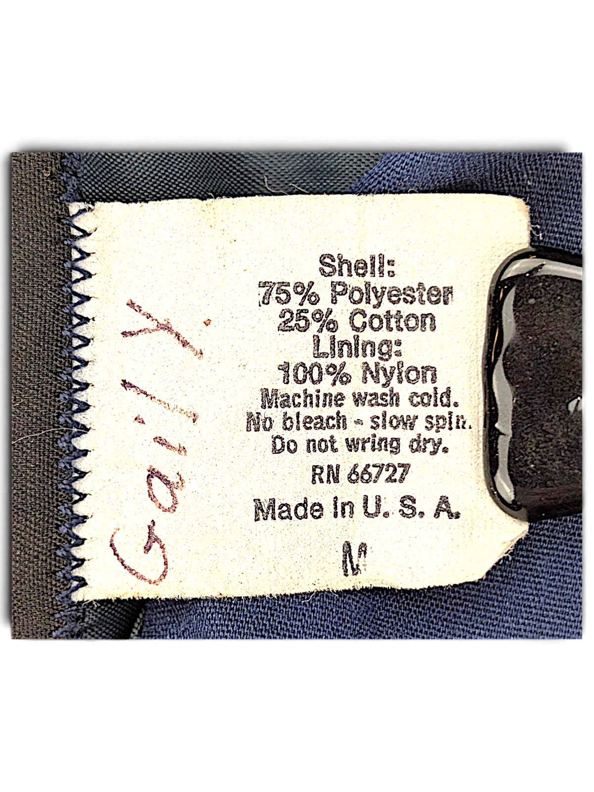 Auburn Sportswear Birken Red and Navy Jacket; Shell and lining composition label with handwritten name marking.