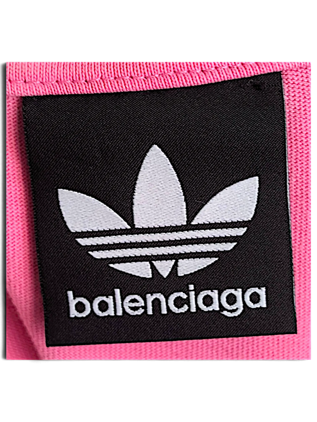 JAKE & IPI Balenciaga x Adidas collaboration pink cotton T-shirt with black logo patch detail
