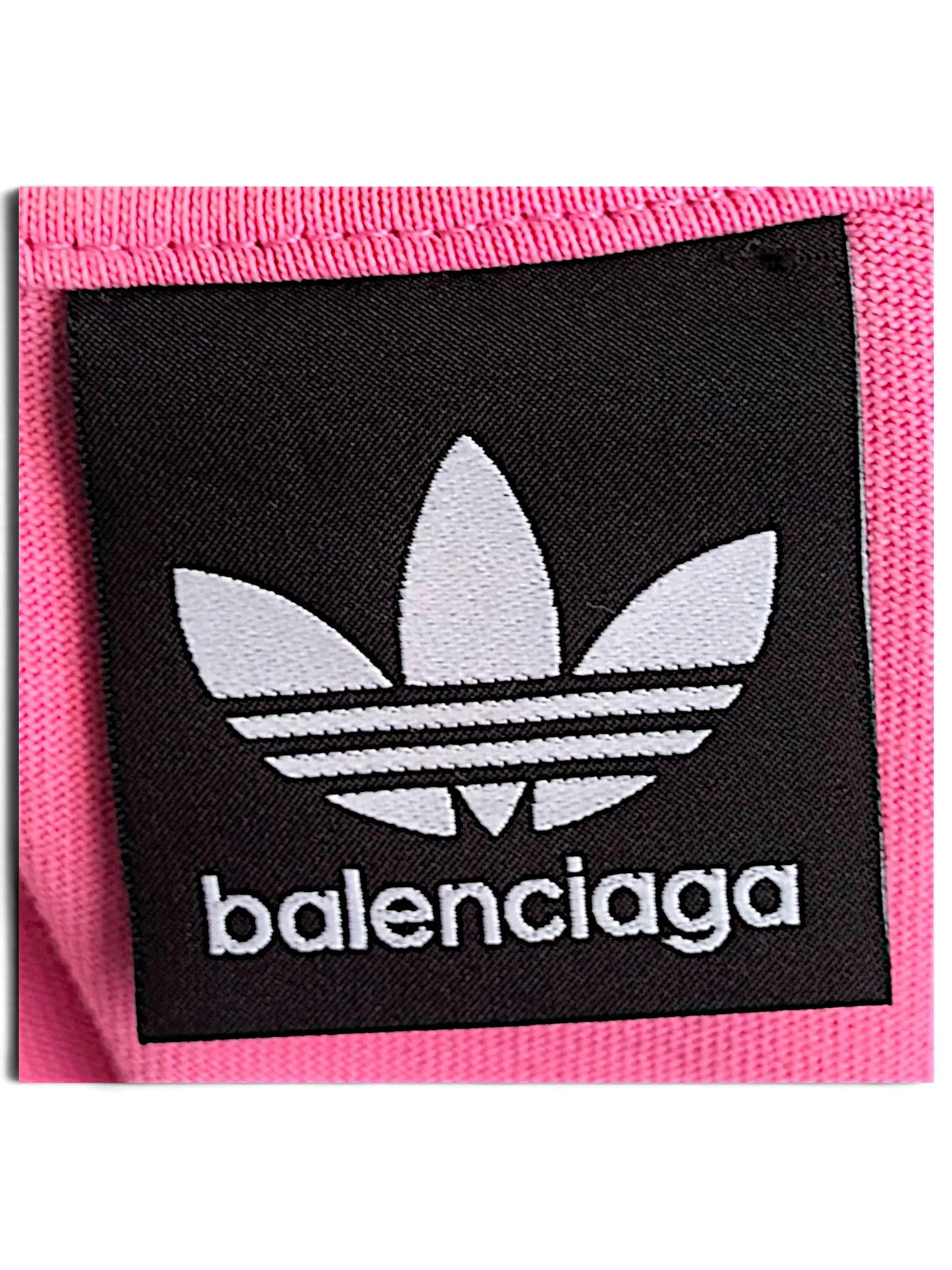 JAKE & IPI Balenciaga x Adidas collaboration pink cotton T-shirt with black logo patch detail
