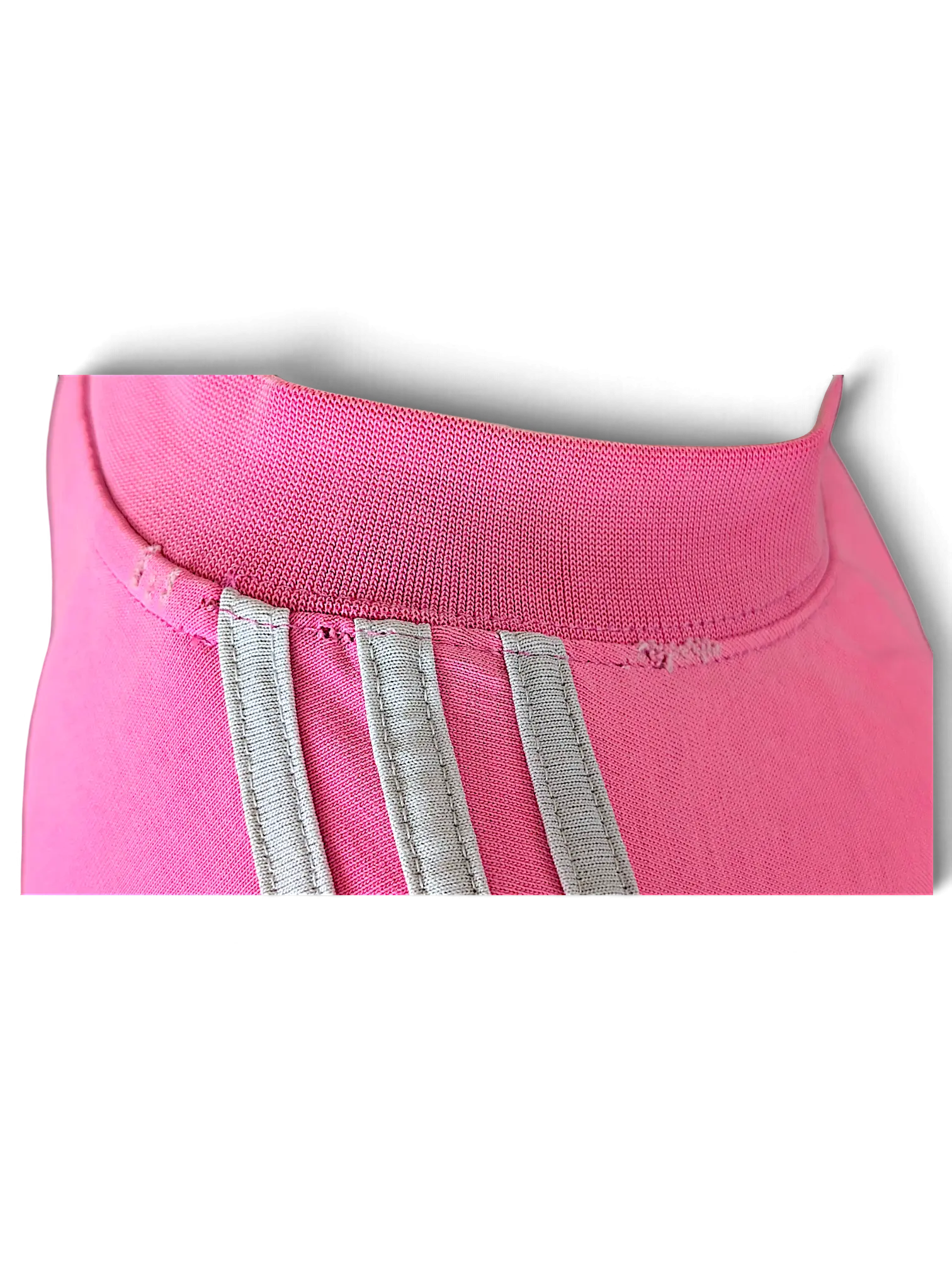 JAKE & IPI Balenciaga x Adidas pink cotton T-shirt featuring grey three-stripe detail on the collar