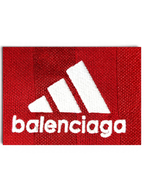 JAKE & IPI Balenciaga x Adidas red jersey featuring white embroidered logo detail on textured fabric