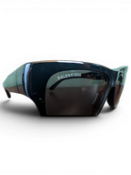JAKE & IPI Balenciaga 0211S 001 black sunglasses with bold frames and white logo detail