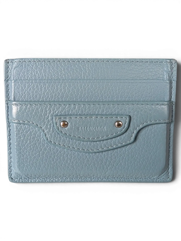JAKE & IPI light blue leather Balenciaga card holder with signature metal stud detailing
