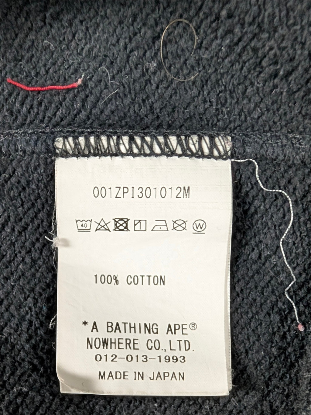 JAKE & IPI Bape Shark hoodie 100 percent cotton care label with Japanese manufacturing details
