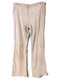 JAKE & IPI beige suede leather trousers with a classic straight-leg fit and clean waistband design.