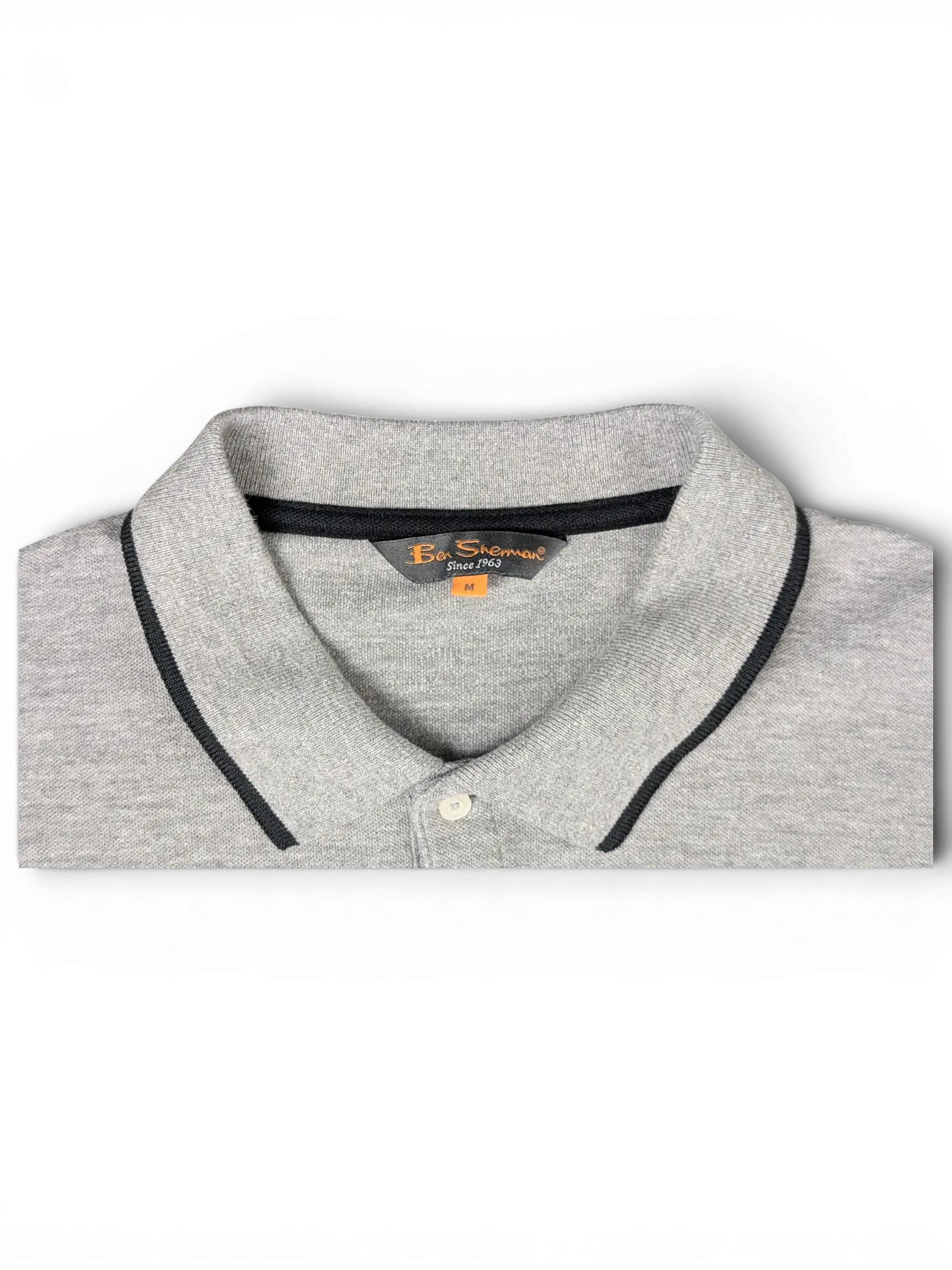 JAKE & IPI pre-owned Ben Sherman grey polo shirt with black collar tipping and branded neck label