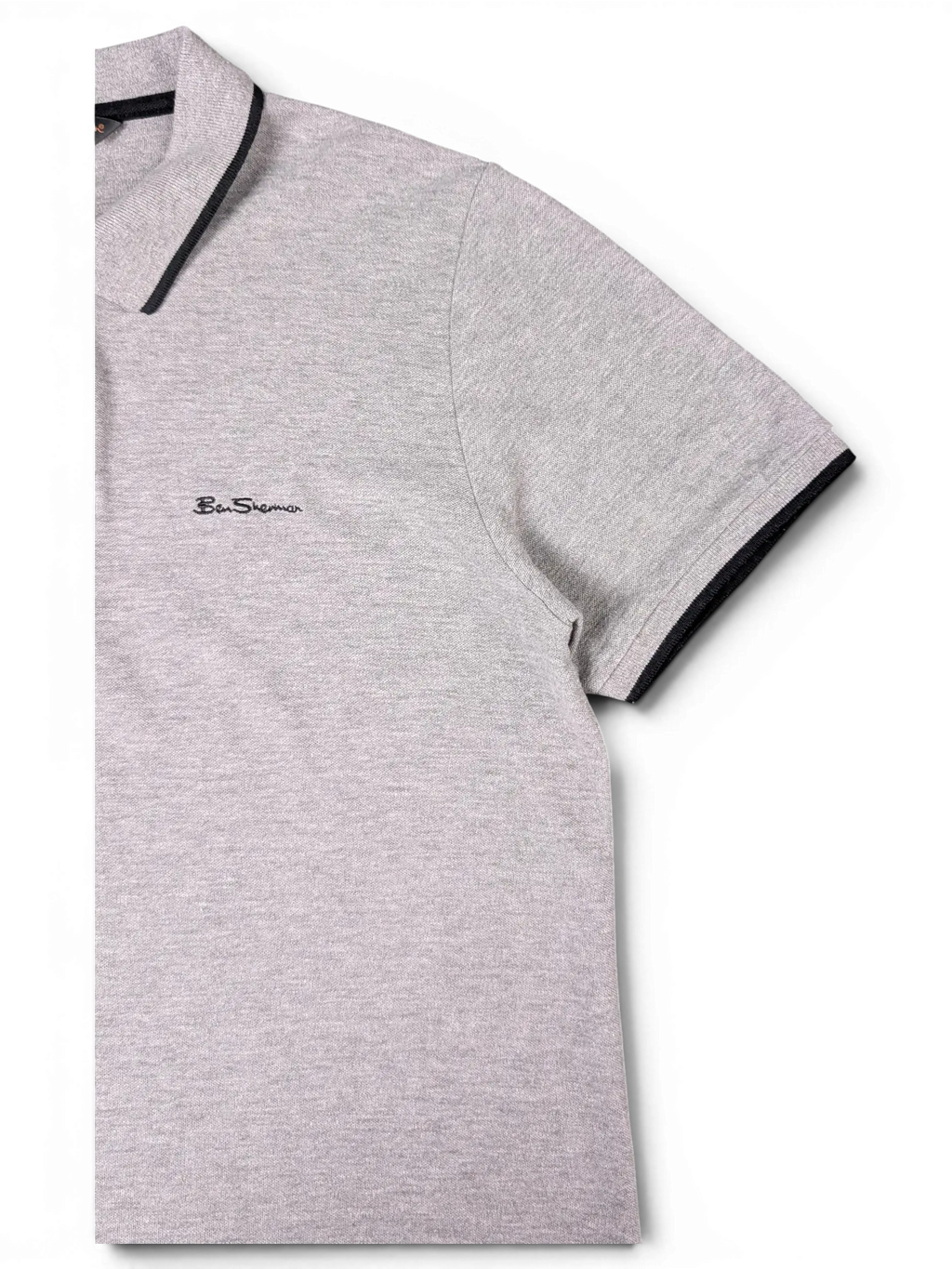 JAKE & IPI pre-owned grey Ben Sherman polo shirt with black tipping on collar and sleeves and embroidered chest logo