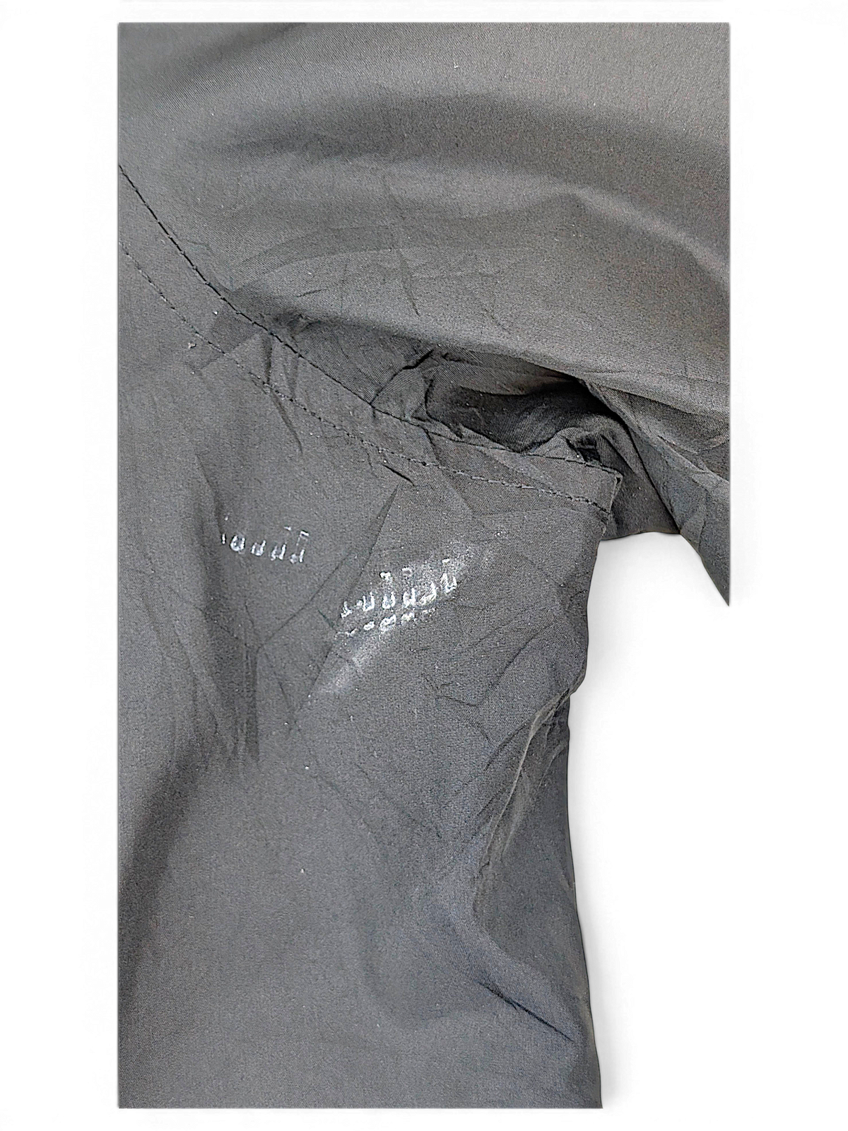 Bershka Black Zip Bomber Jacket; Underarm area with visible pale residue or marks.