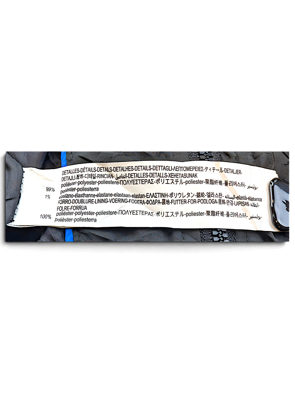 Bershka Black Zip Bomber Jacket; Trim and lining composition label.