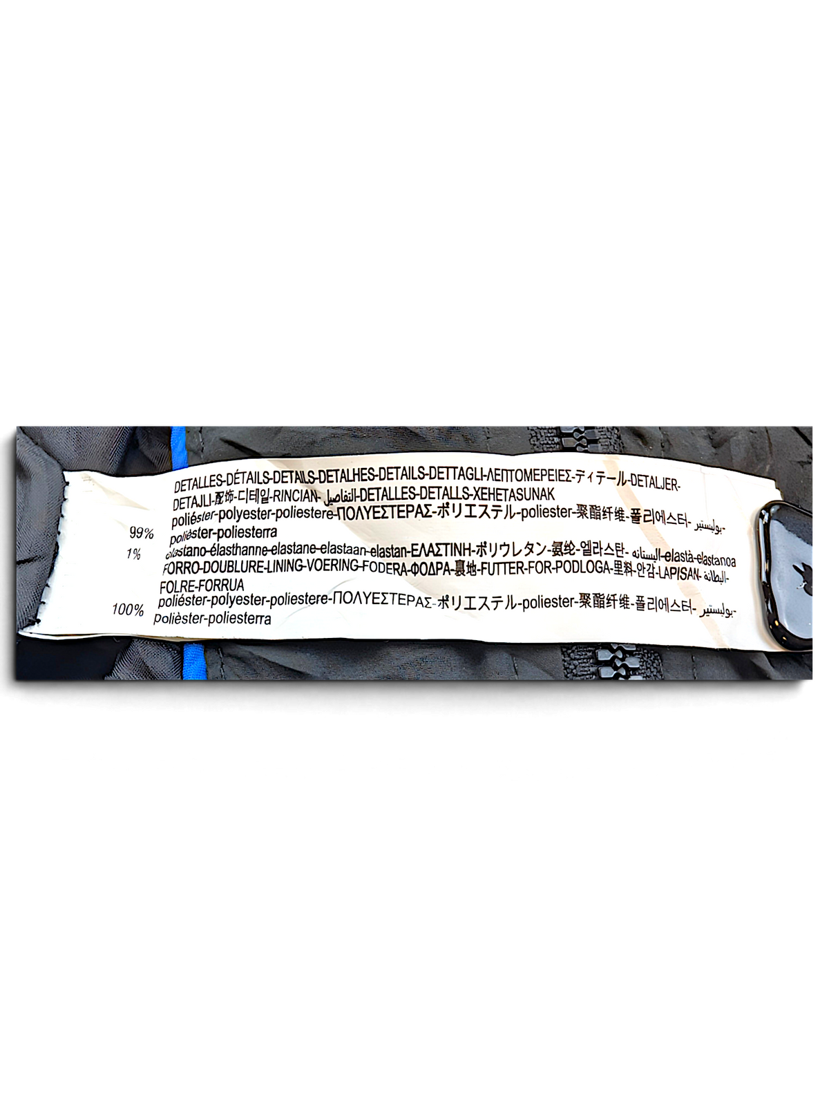 Bershka Black Zip Bomber Jacket; Trim and lining composition label.