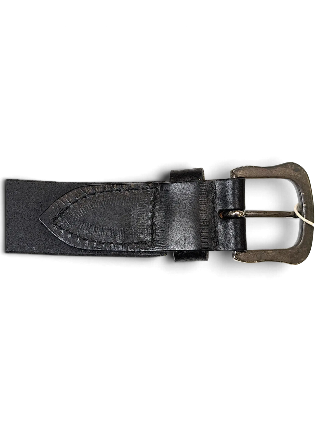 JAKE & IPI black leather belt with alligator texture and a rustic metal buckle