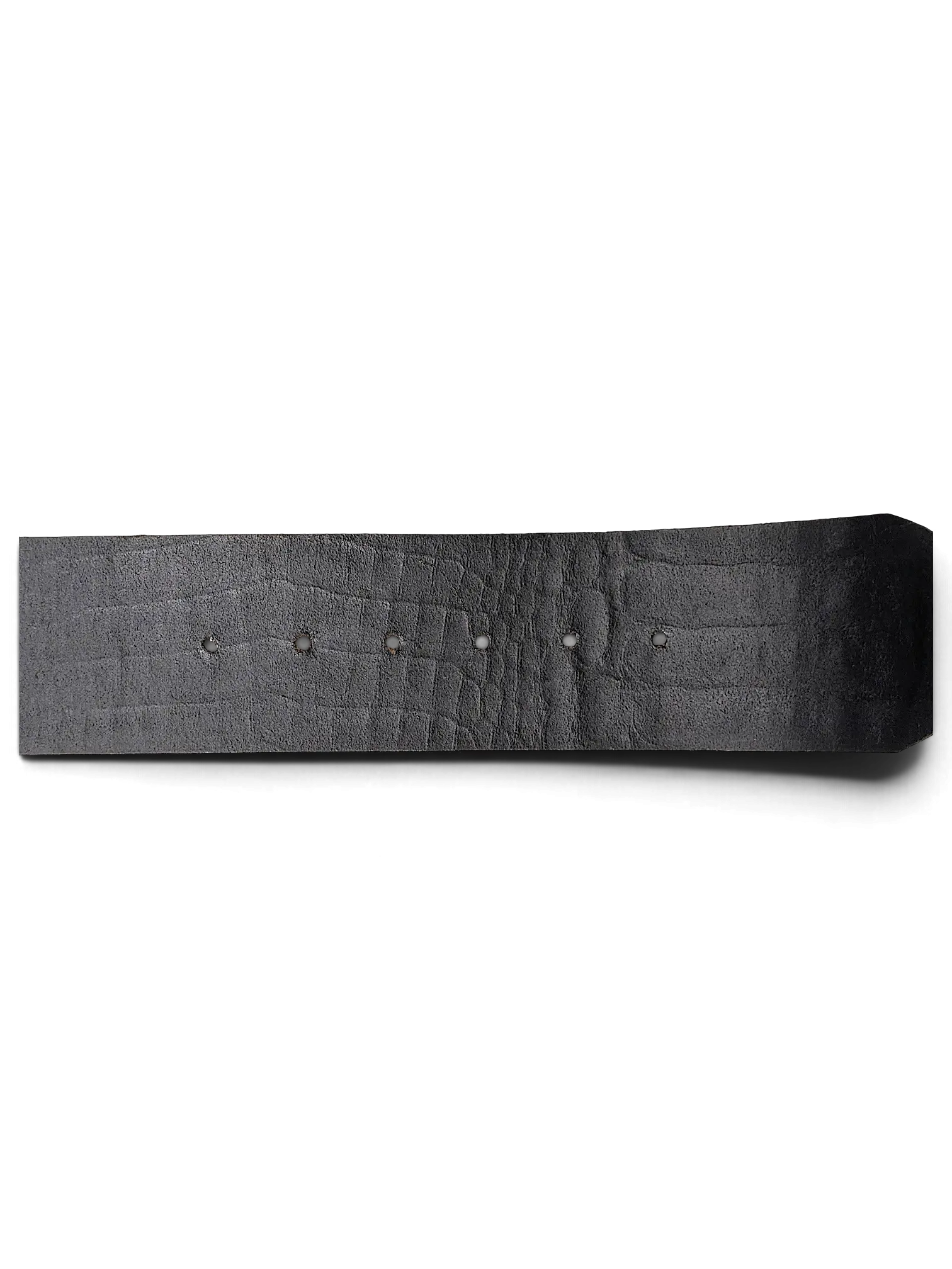 JAKE & IPI black leather belt with a textured alligator skin pattern and six punched holes