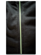 JAKE & IPI black IBE Bape shark hoodie featuring a contrasting neon green zipper detail