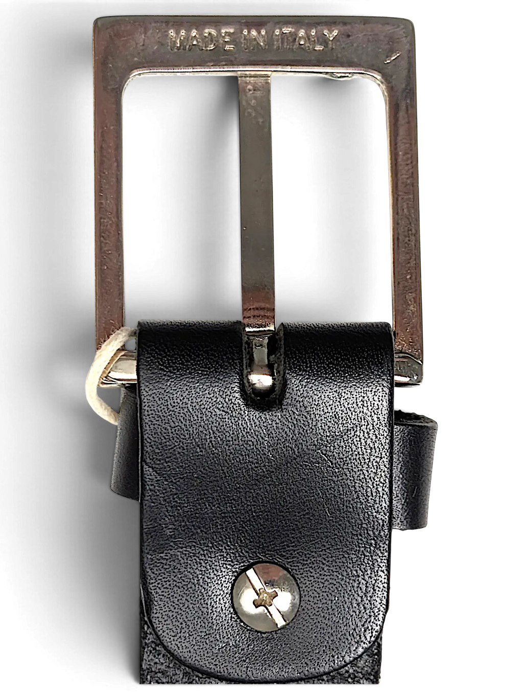 JAKE & IPI black leather belt featuring a braided texture and a silver-tone metal buckle made in Italy.