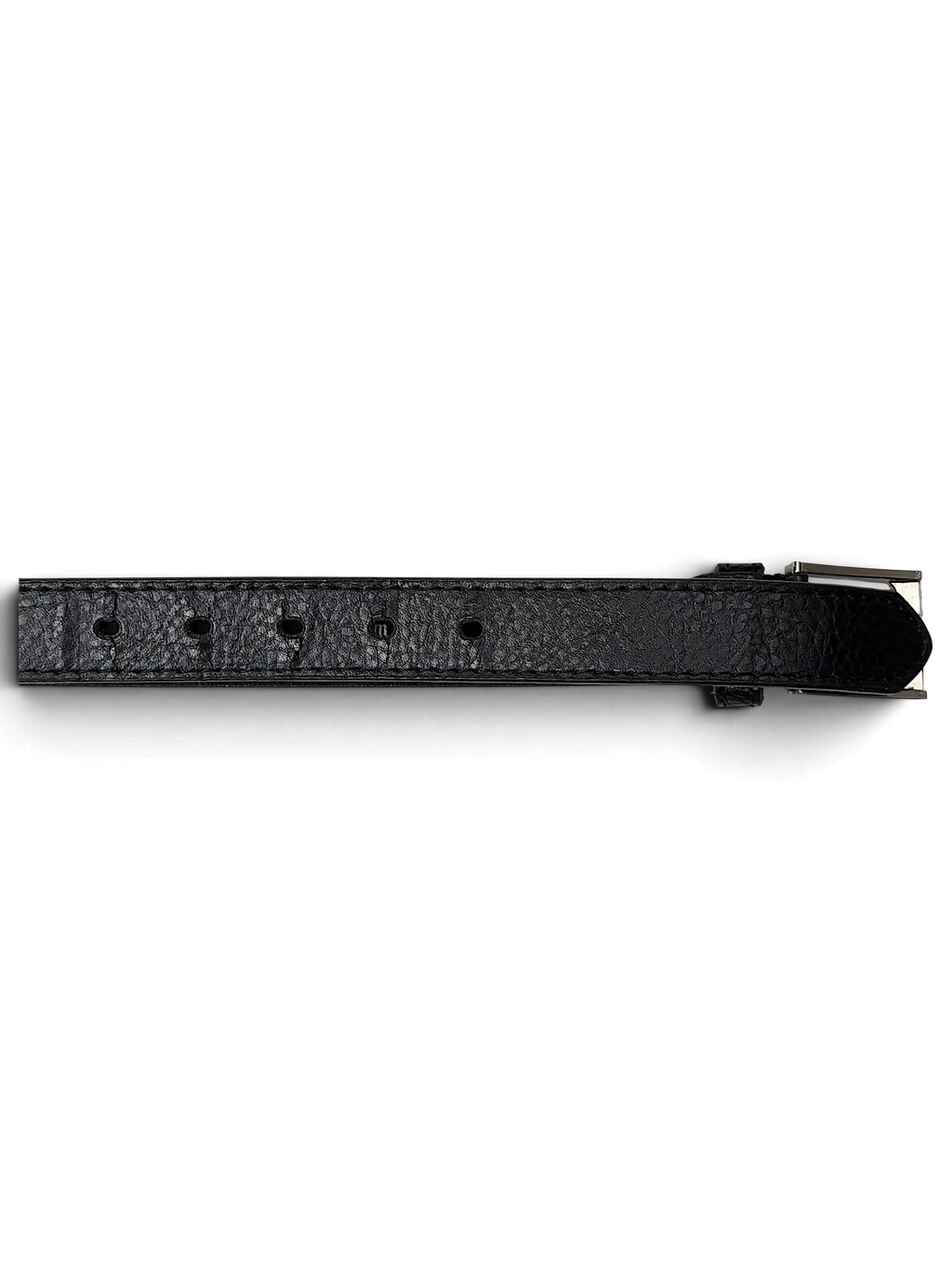 JAKE & IPI black leather belt with a textured finish and silver-tone buckle detail.