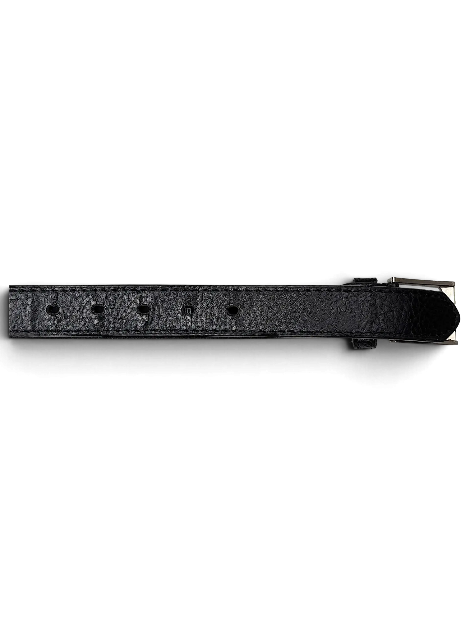 JAKE & IPI black leather belt with a textured finish and silver-tone buckle detail.