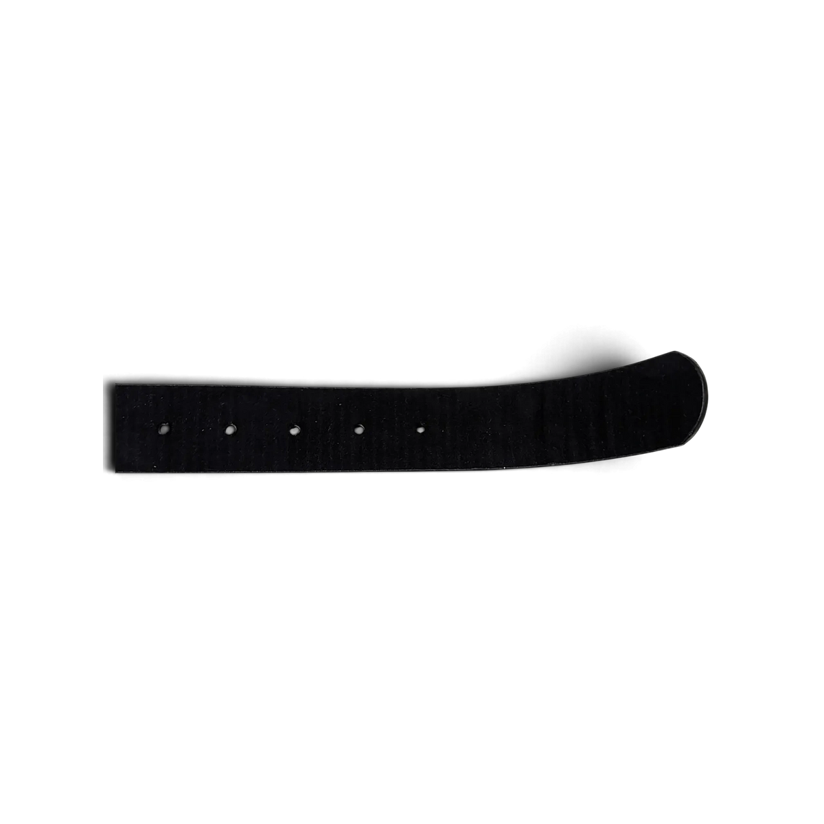 JAKE & IPI black faux leather belt with a Y2K inspired design and punched holes on a white background