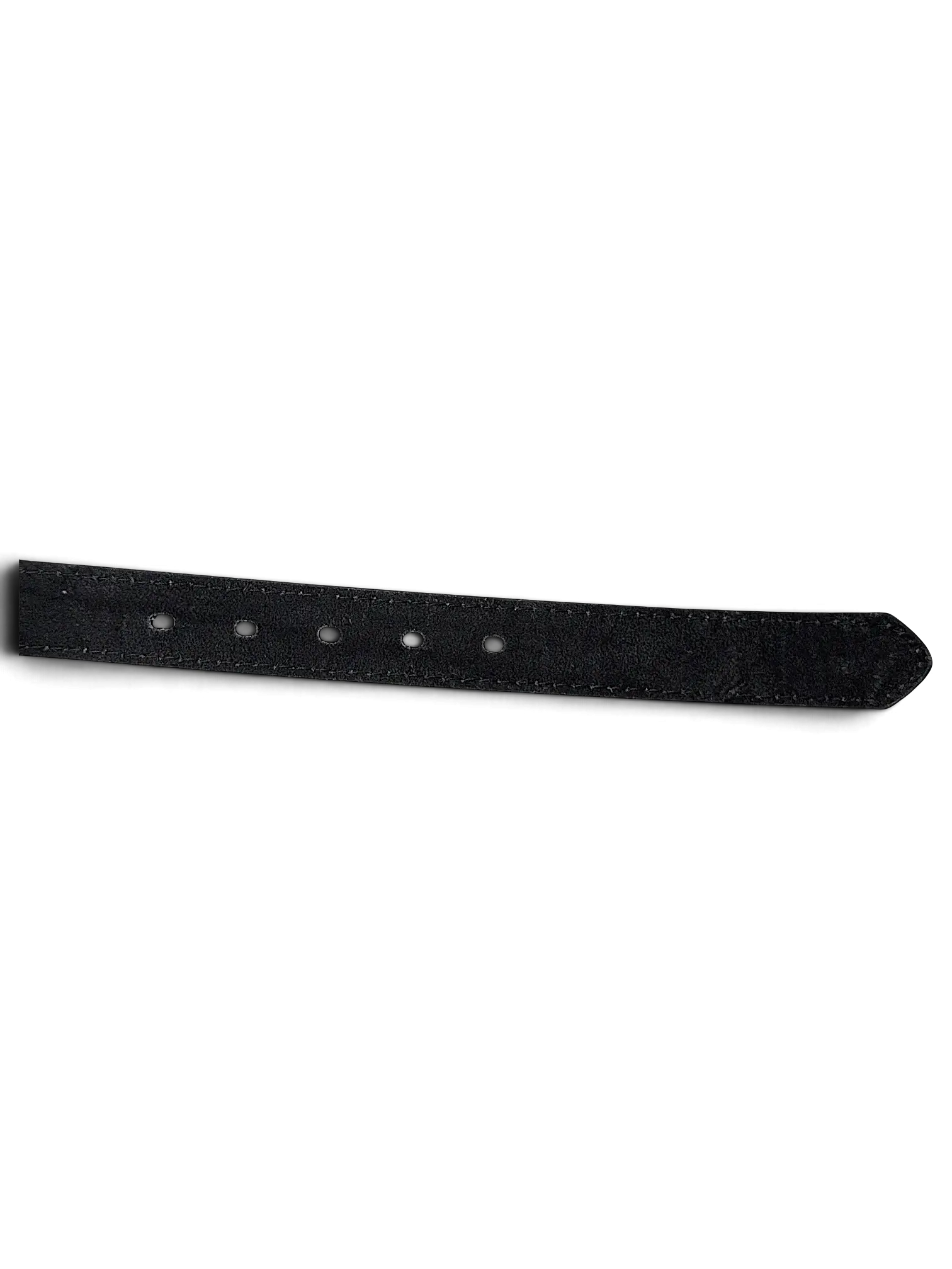 JAKE & IPI black leather belt with a minimalist silver buckle and stitched detailing on a black background