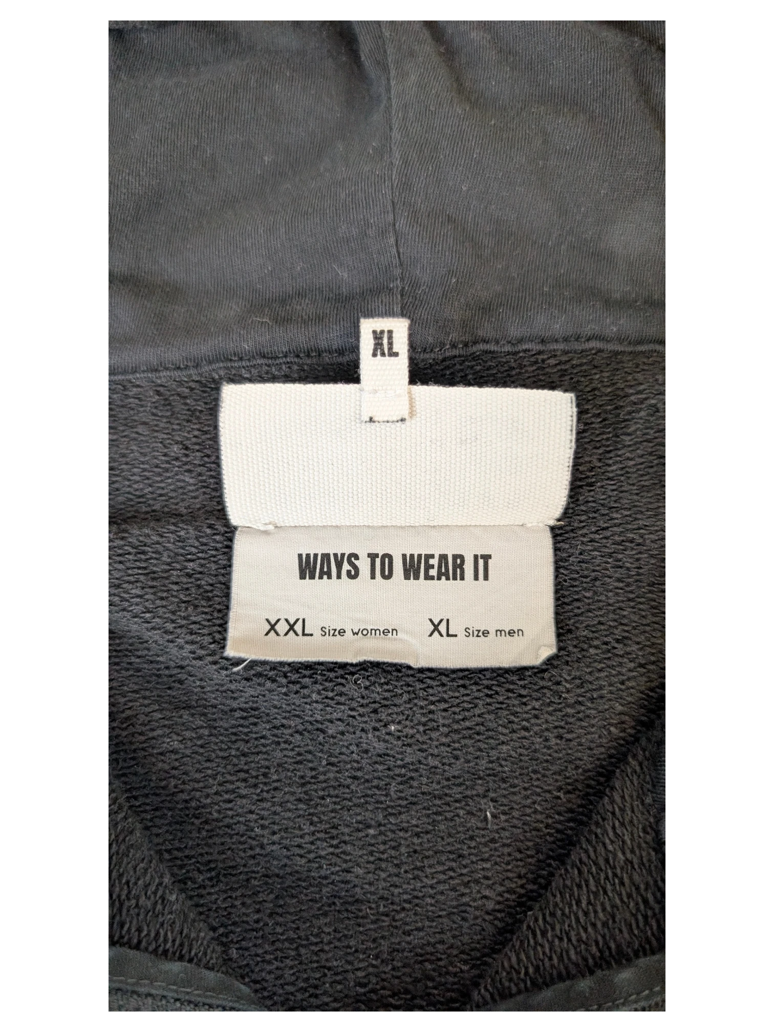 JAKE & IPI IBE MM6 Lunar New Year black hoodie interior neck label showing size and ways to wear it branding