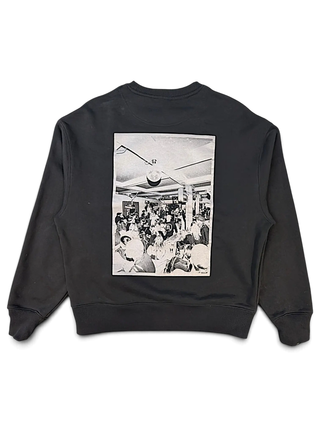 JAKE & IPI black IBE Skorpioni crewneck sweatshirt featuring a large rectangular black and white graphic print on the back