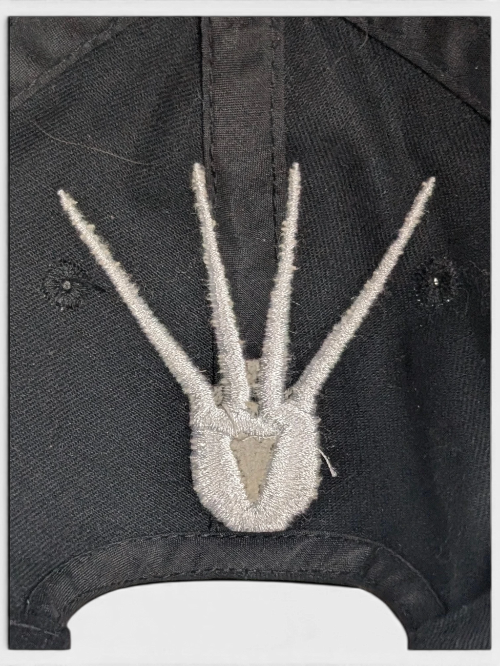 JAKE & IPI black IBE Vain cap featuring a detailed grey embroidered logo on the front panel.