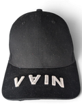 JAKE & IPI black IBE Vain cap with white embroidered text on the brim