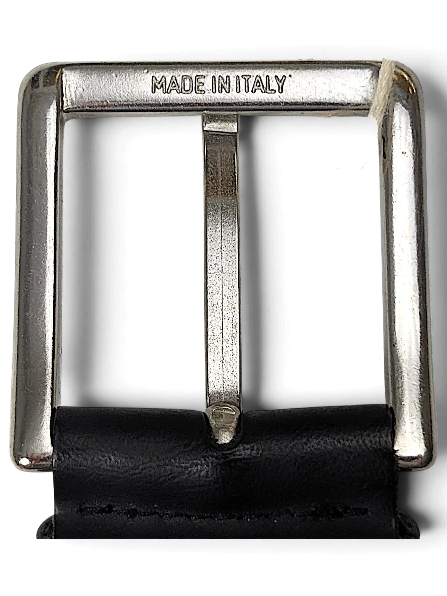 JAKE & IPI black leather belt featuring a silver-tone metal buckle with Made in Italy engraving