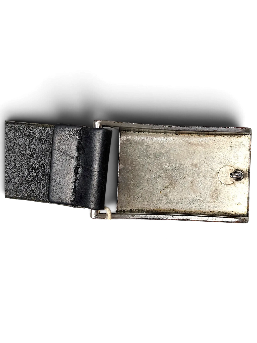 JAKE & IPI Conwell David black leather belt featuring a rectangular silver-tone metal buckle detail