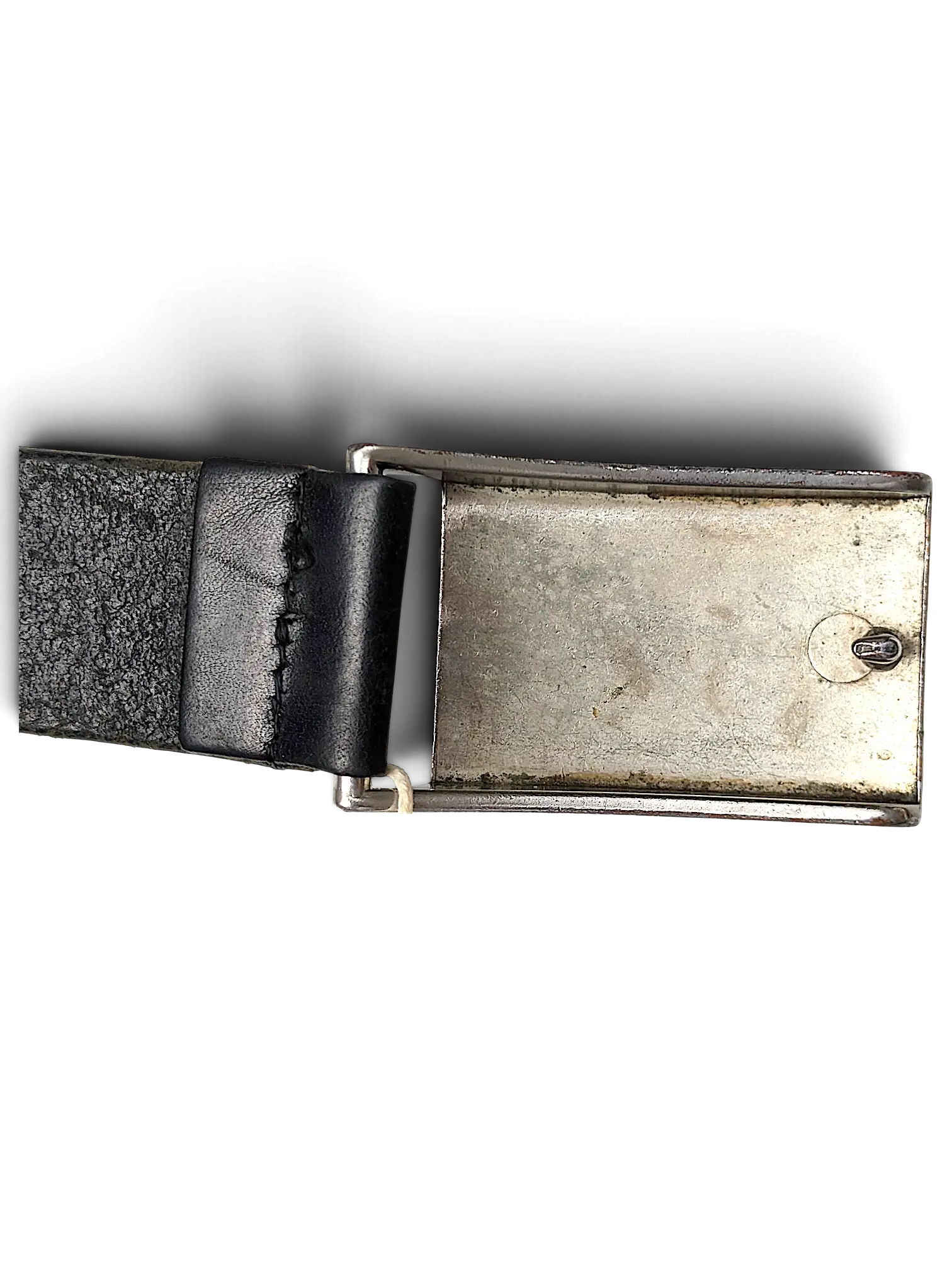 JAKE & IPI Conwell David black leather belt featuring a rectangular silver-tone metal buckle detail