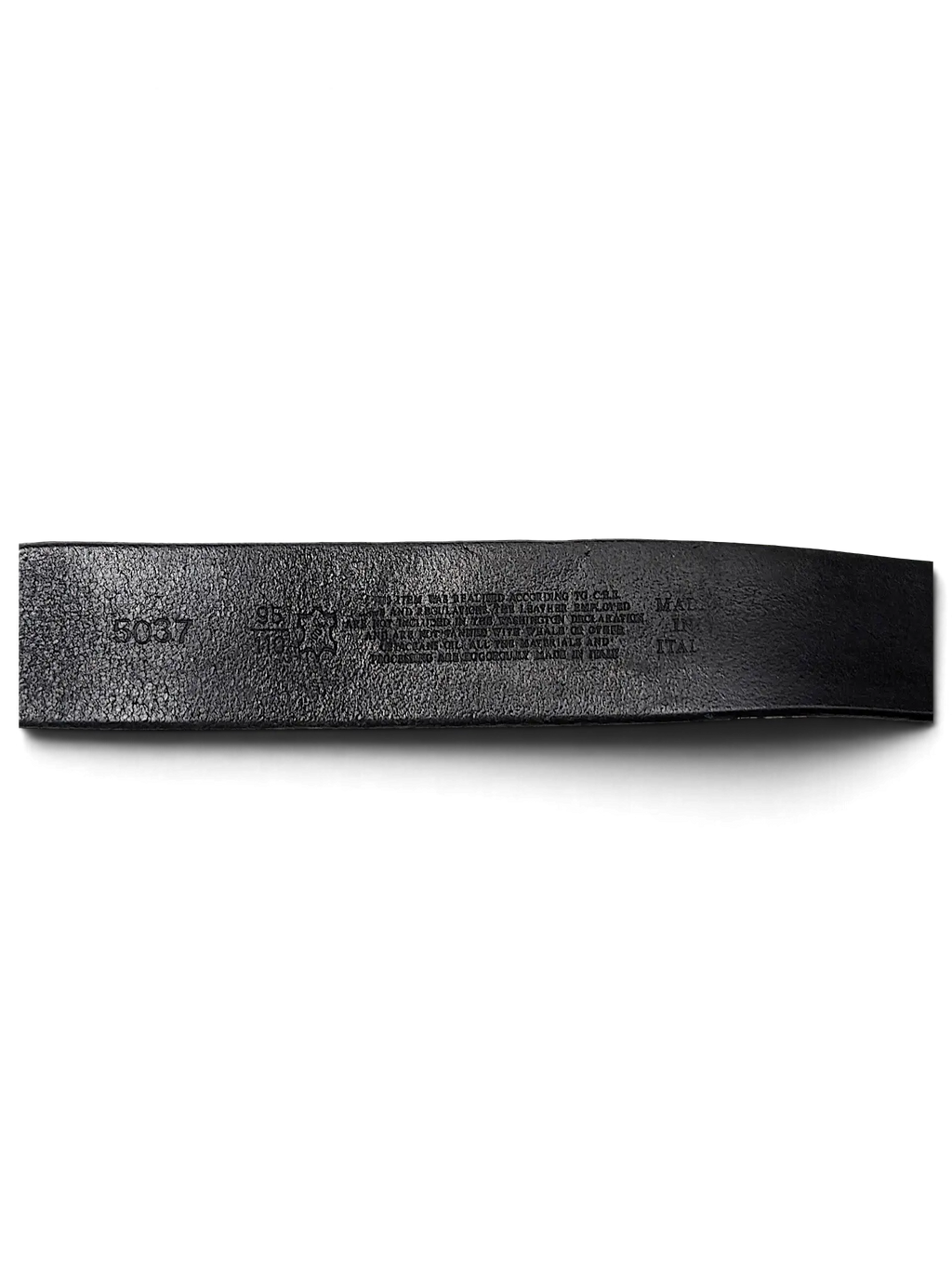 JAKE & IPI Jennifer Julia black leather belt showing interior branding, size 95, and silver metal hardware detail.