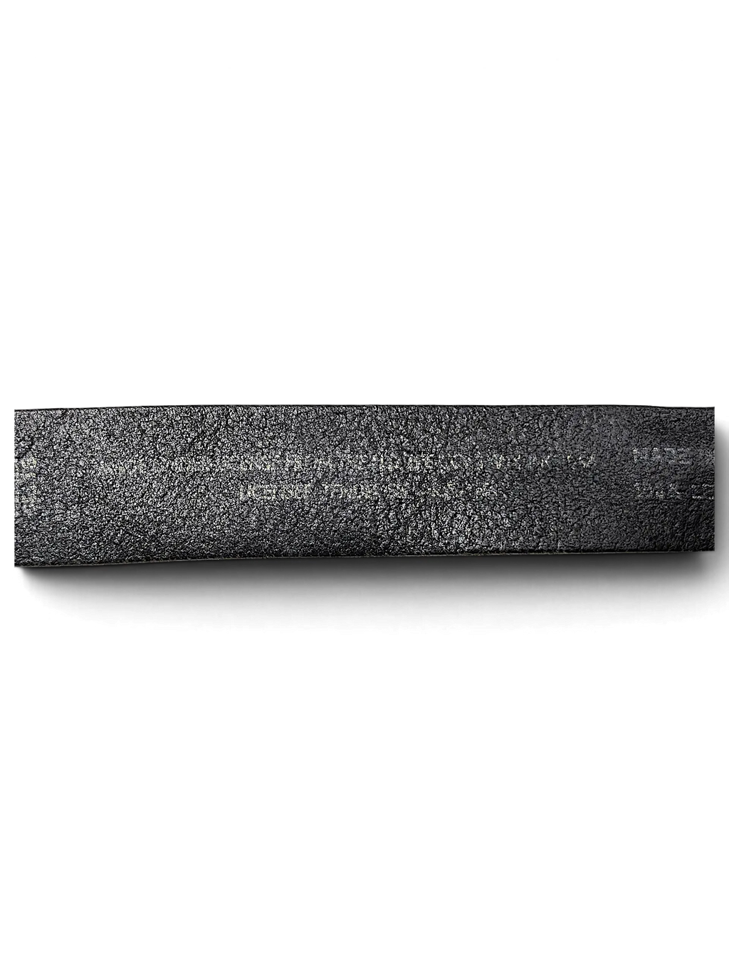 JAKE & IPI Lee black leather belt showing embossed branding and material details on the inner strap