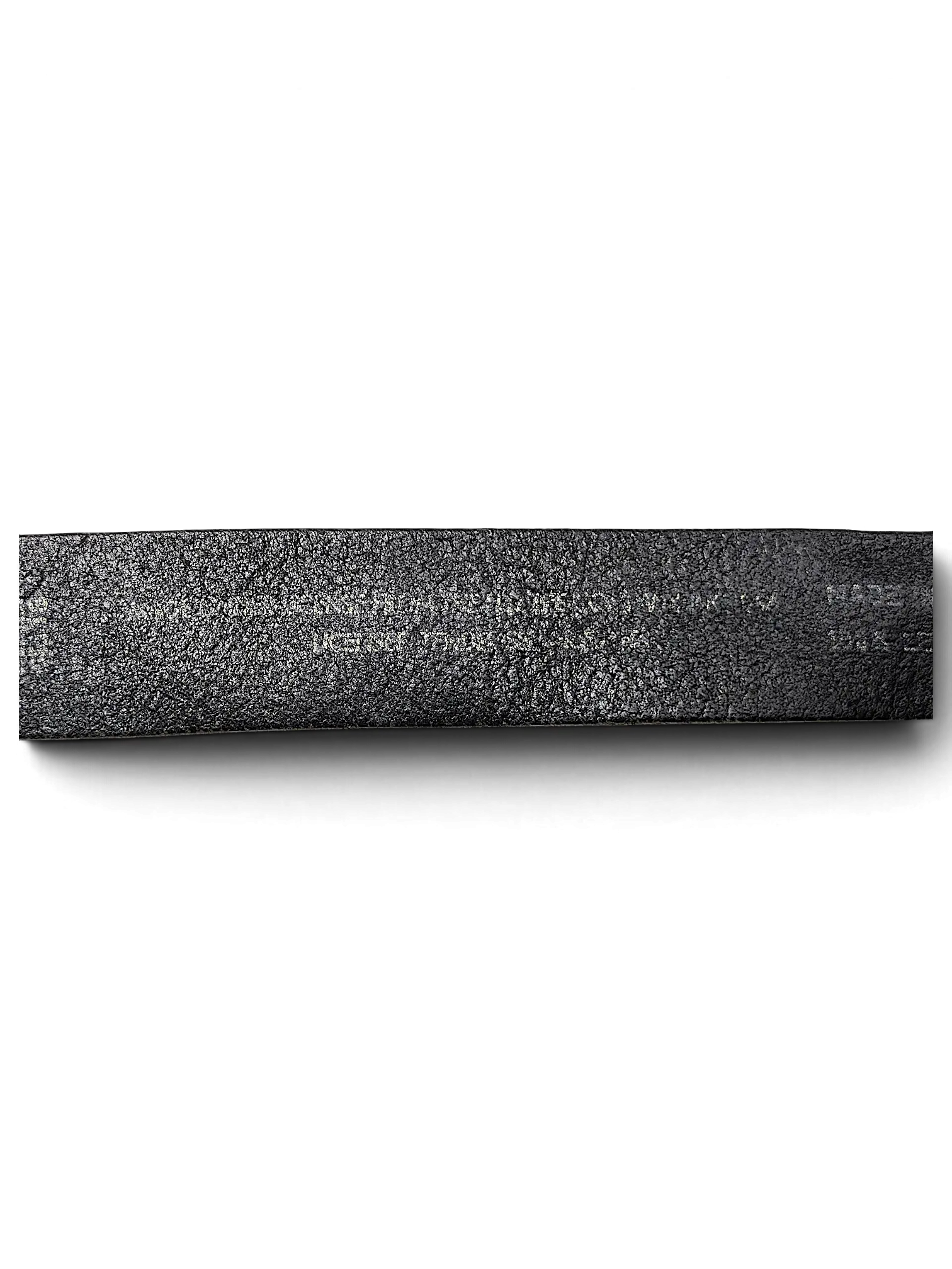 JAKE & IPI Lee black leather belt showing embossed branding and material details on the inner strap