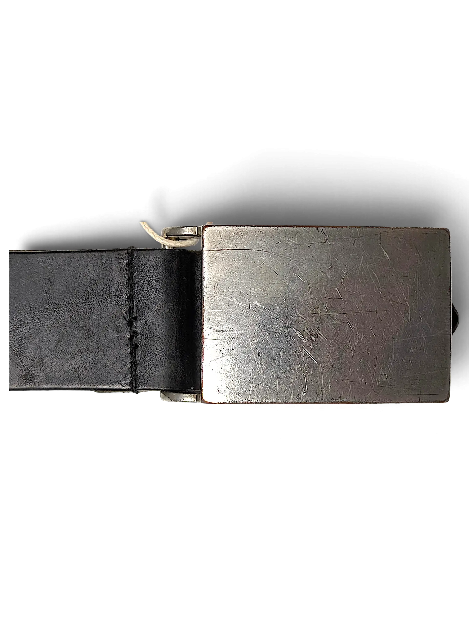 JAKE & IPI Conwell David black leather belt featuring a distressed silver-tone metal buckle.