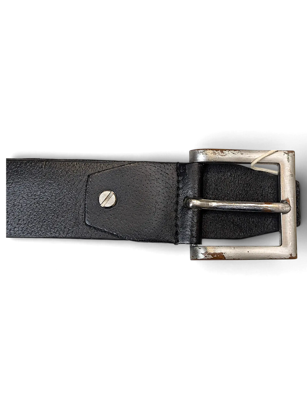JAKE & IPI Luigi Lamberto black leather belt with a distressed silver-tone square buckle and screw detail