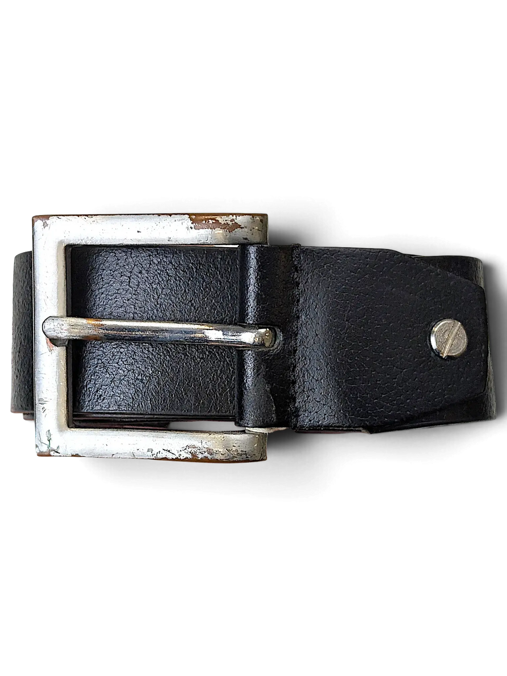 JAKE & IPI Luigi Lamberto black leather belt with a distressed silver-tone square buckle and metal stud detail