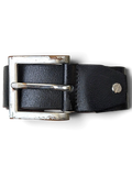 JAKE & IPI Luigi Lamberto black leather belt with a distressed silver-tone square buckle and metal stud detail